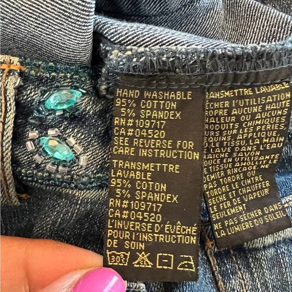 Embroidered Jeans Womens Christine Phillipe size 6 Cotton Spandex  Rhinestones - Picture 4 of 11